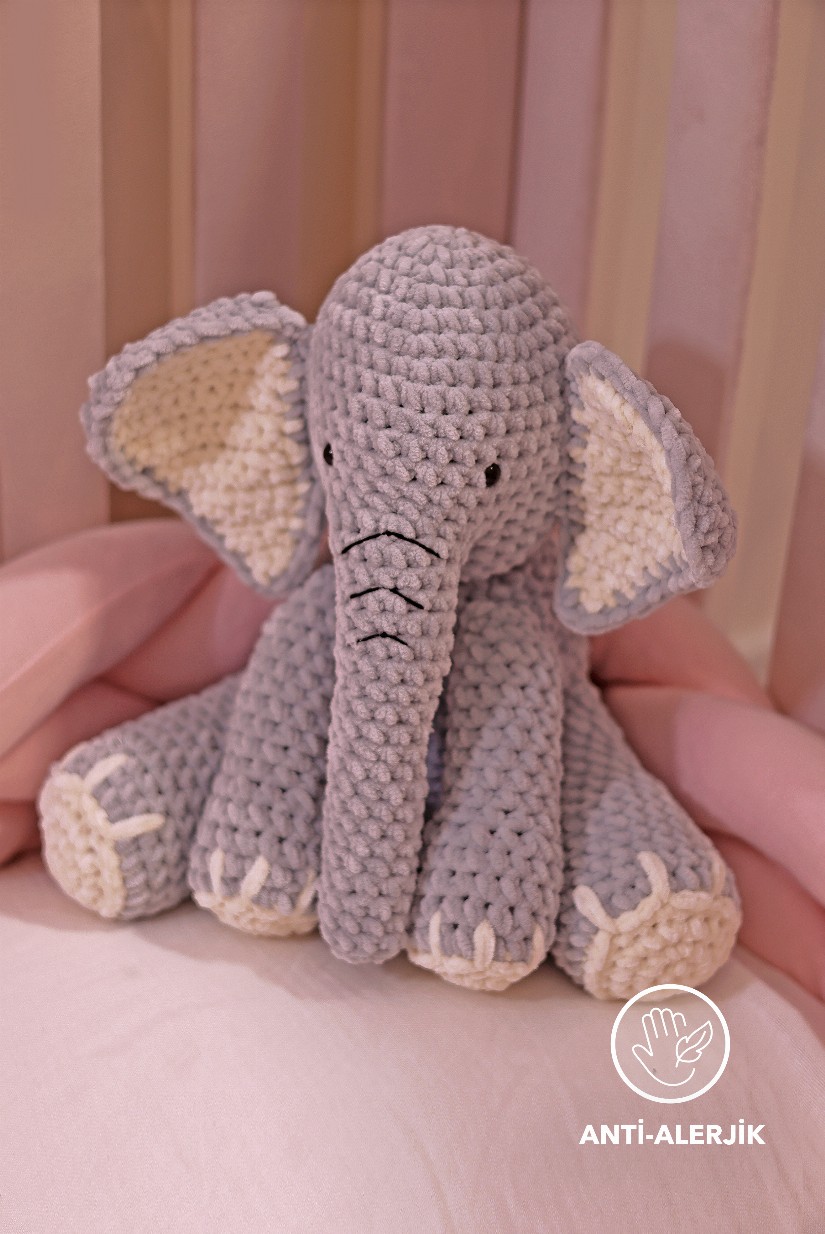 Yumoş Fil Oyun/Uyku Arkadaşı - Gri (El Örgüsü)